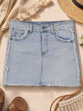 Light Blue Denim Mini Skirt
